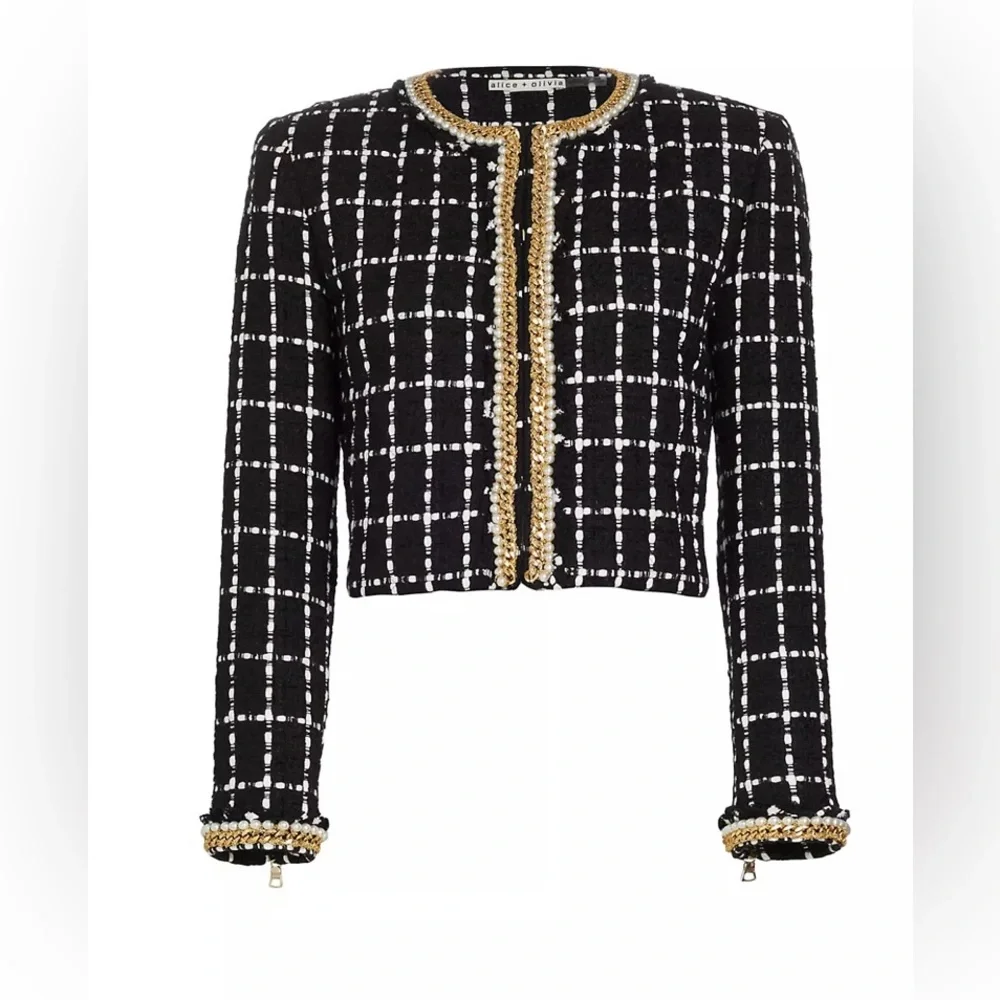 Alice + Olivia Sabina Threaded Windowpane Jacket - Picture 8 of 14